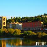 Strolling along the Arno River.